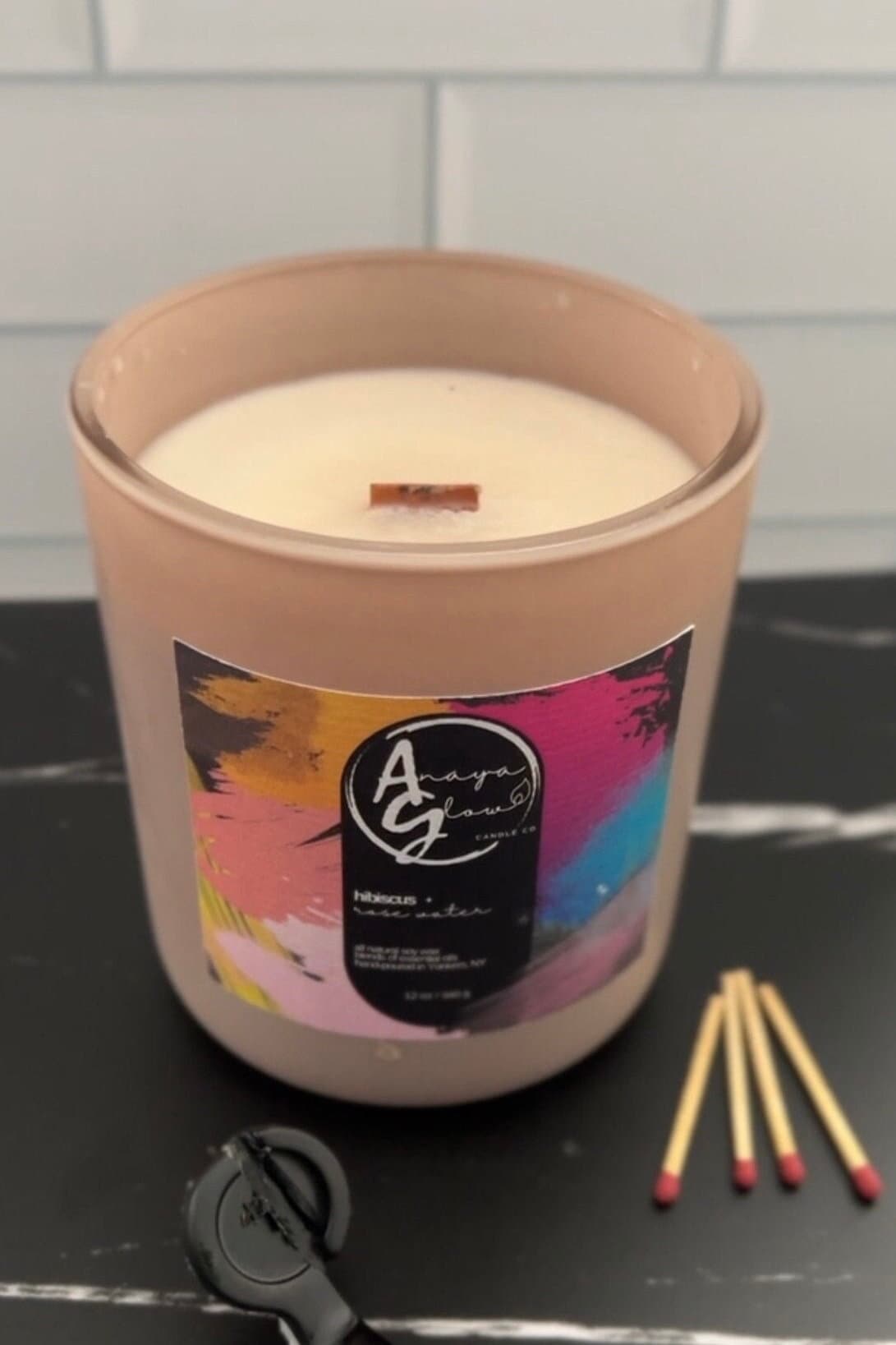 Hibiscus Rose Water | Floral Candle | Hibiscus & Fresh Rose | Hand-Poured | Eco-Friendly | 12 oz